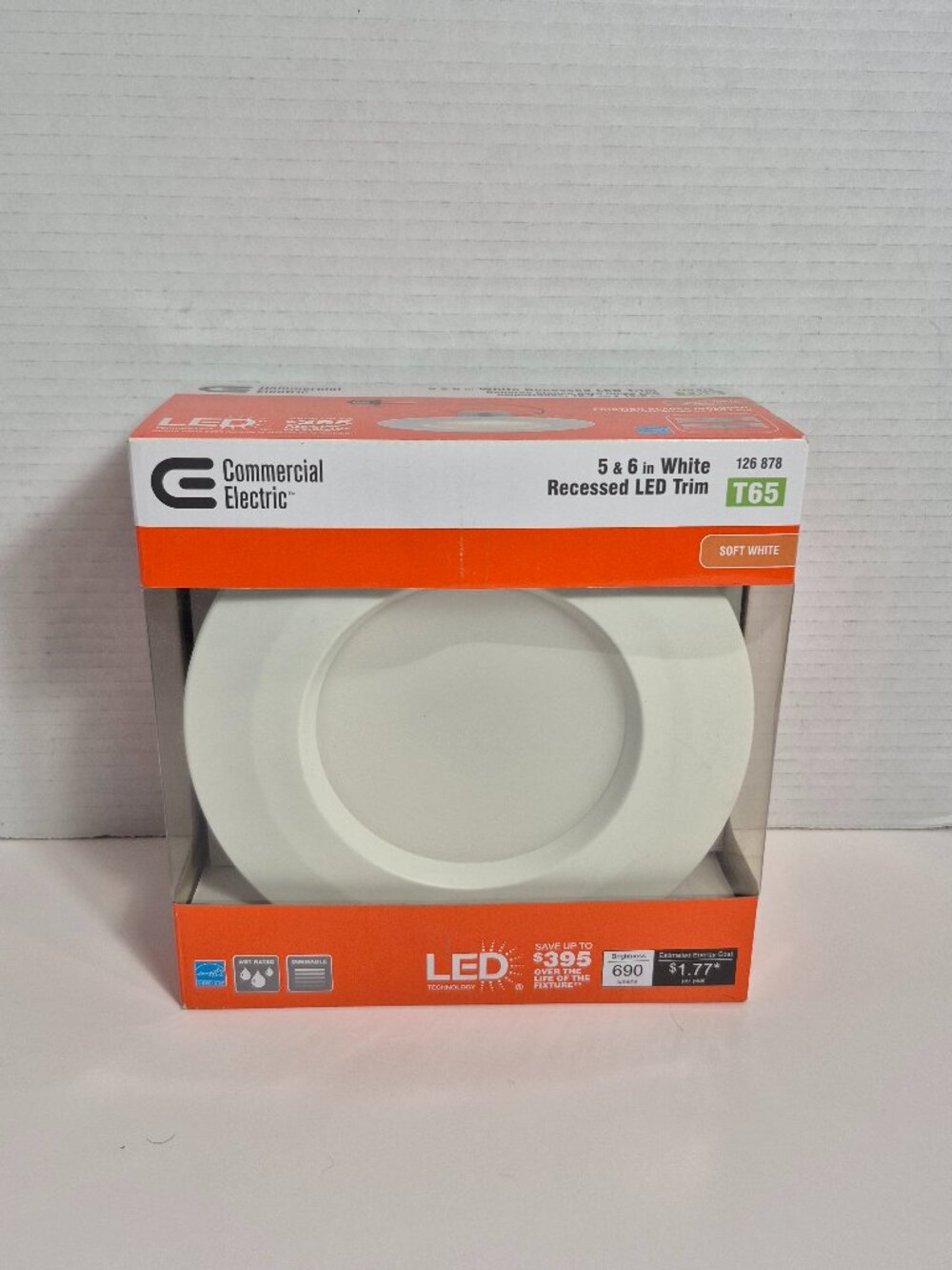 Commercial Electric 65W 690LM 5-6in White Recessed Led Trim T65 New in Box